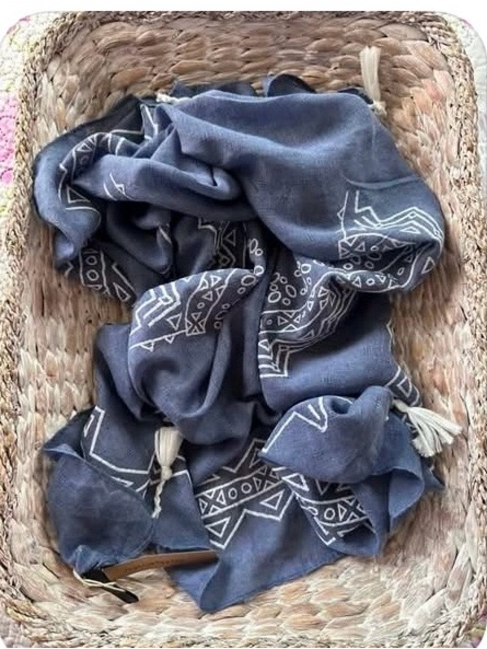 New with Tag Blue Patterned Scarf